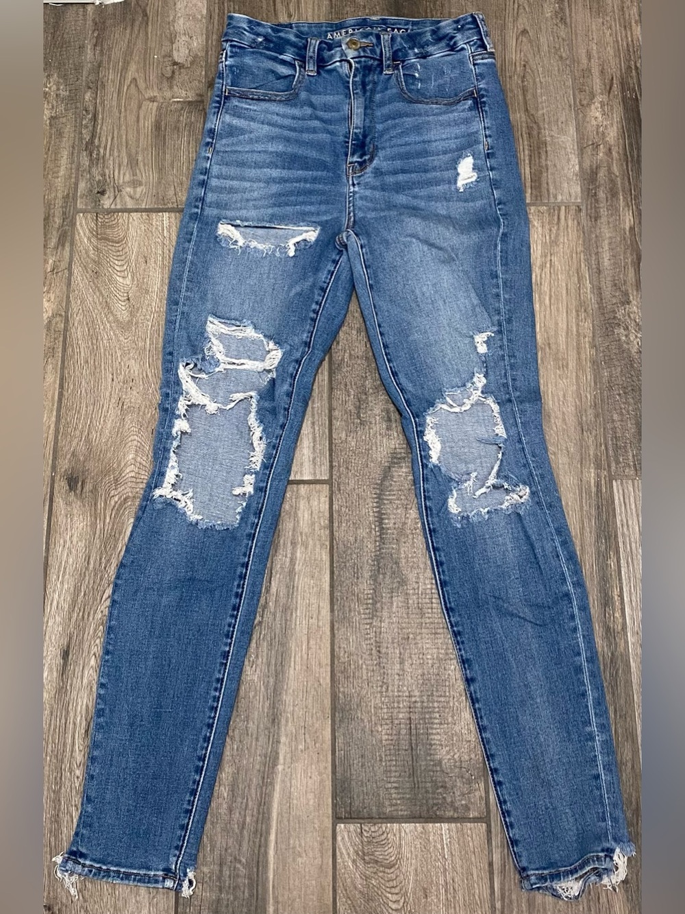 American Eagle Outfitters Distressed Blue Skinny Jeans
